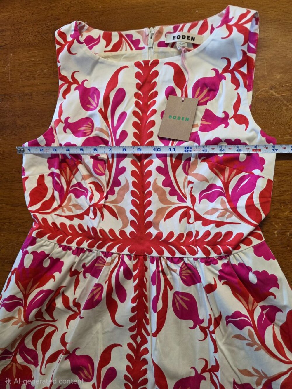 Boden Fit and Flare Maxi-Midi Hybrid Red and Purple Symmetrical Floral 10R - Picture 3 of 13